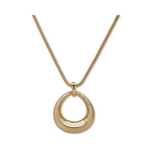 Anne Klein Gold-Tone Open Oval Pendant Necklace 16 + 3 extender
