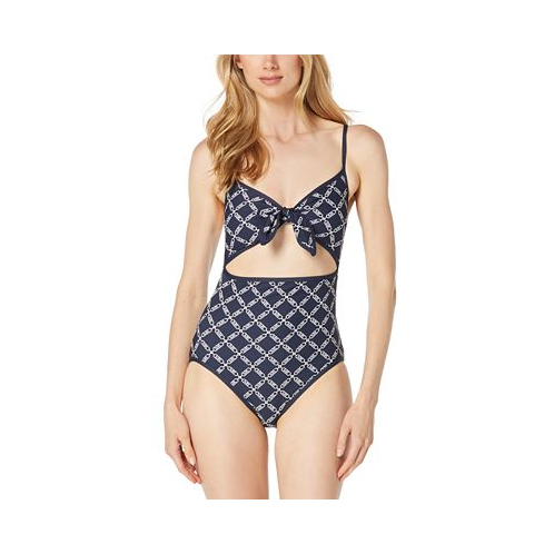 Michael Kors Womens Printed Cut-Out One-Piece Swimsuit