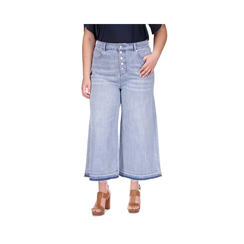 Michael Kors Plus Size Frayed-Hem Cropped Flare-Leg Jeans