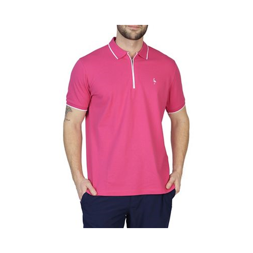 Tailorbyrd Mens Pique Zipper Polo Shirt with Tipping