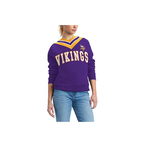 Tommy Hilfiger Womens Purple Minnesota Vikings Heidi Raglan V-Neck Sweater