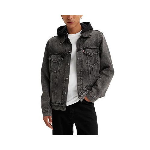 Levis Mens Relaxed-Fit Hooded Trucker Jacket