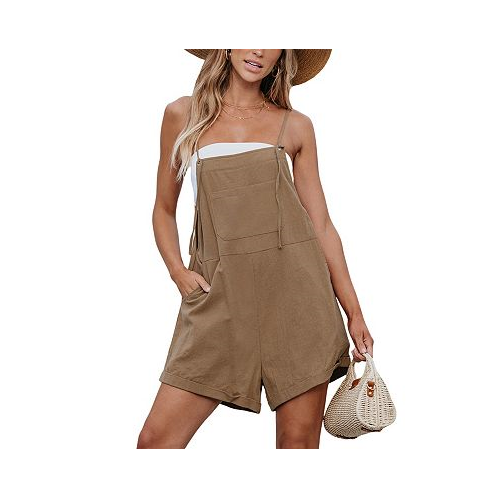 CUPSHE Womens Coffee Brown Pinafore Romper