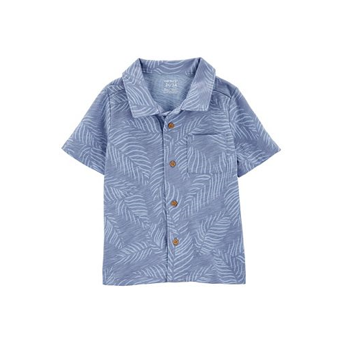 Carters Toddler Boys Palm Tree Button Front Shirt