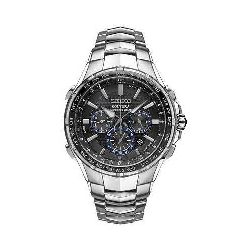 Seiko Mens Solar Chronograph Coutura Stainless Steel Bracelet Watch 45mm SSG009
