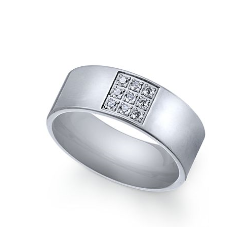 Sutton by Rhona Sutton Mens Stainless Steel Cubic Zirconia Ring