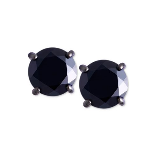 Macys Mens Black Sapphire Stud Earrings (2 ct. t.w.) in Black Rhodium-Plated Sterling Silver