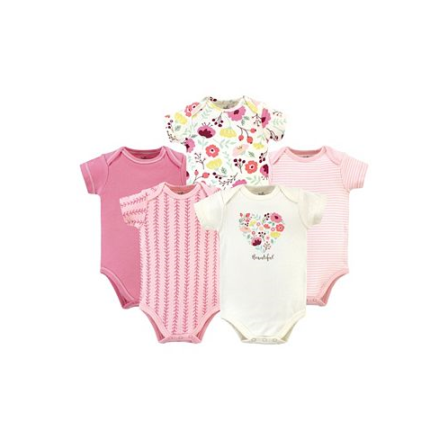 Touched by Nature Baby Girls Baby Organic Cotton Bodysuits 5pk Botanical