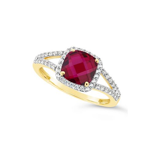 Macys Lab Grown Ruby (1-3/4 ct. t.w.) and Lab Grown White Sapphire (1/4 ct. t.w.) Ring in 10k Yellow Gold