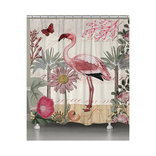 Laural Home Botanical Flamingo Shower Curtain