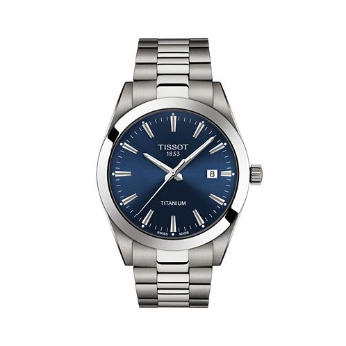Tissot Mens Swiss Gentleman Gray Titanium Bracelet Watch 40mm