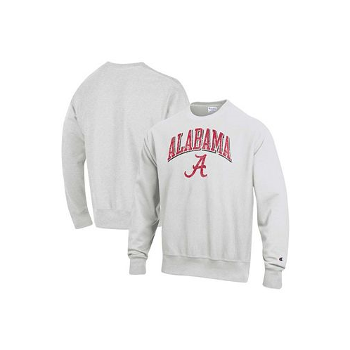 Champion Mens Gray Alabama Crimson Tide Arch Over Logo Reverse Weave Pullover Sweatshirt