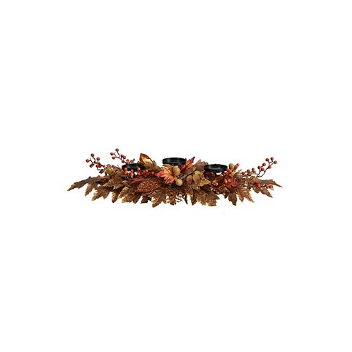 Nearly Natural 36 Autumn Maple Leaves and Berries Fall Harvest Candelabrum Arrangement