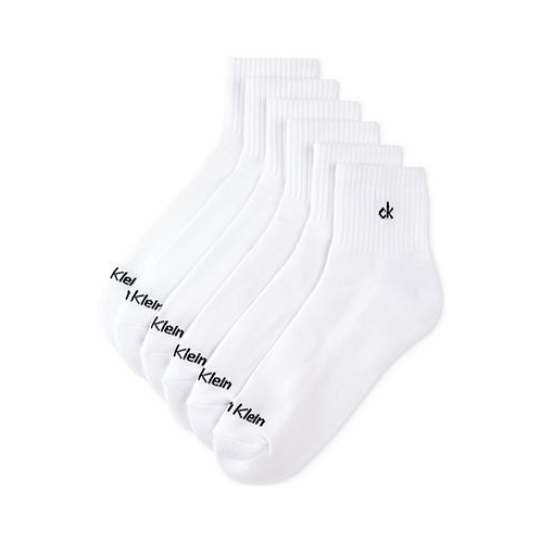Calvin Klein Athleisure Mens Solid Cushion Quarter Socks Six Pairs
