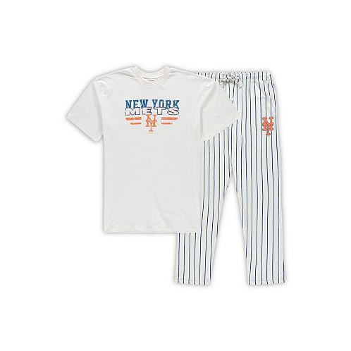 Concepts Sport Mens White Royal New York Mets Big and Tall Pinstripe Sleep Set