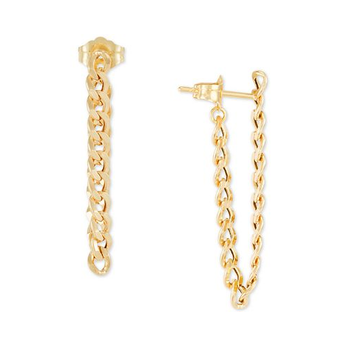 Macys Chain Link Front to Back Drop Earrings in 10k Gold