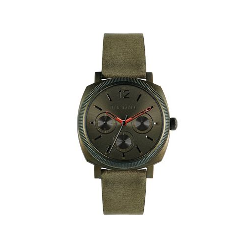 Ted Baker Mens Caine Green Leather Strap Watch 42mm