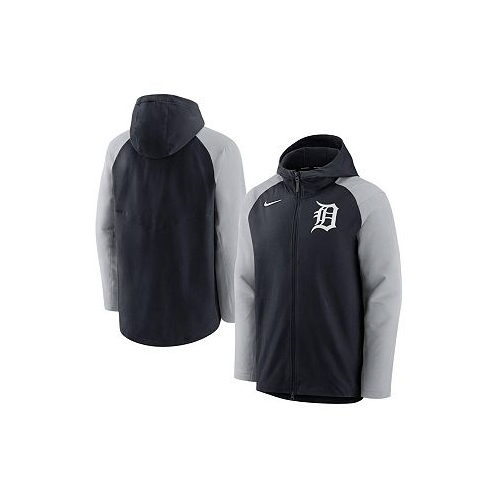 Nike Mens Navy Gray Detroit Tigers Authentic Collection Performance Raglan Full-Zip Hoodie