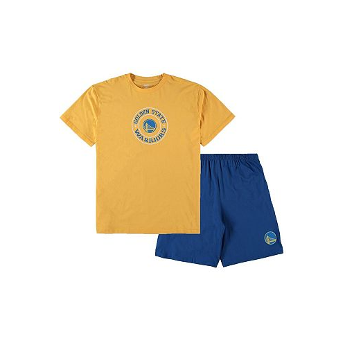 Concepts Sport Mens Gold Royal Golden State Warriors Big and Tall T-shirt and Shorts Sleep Set