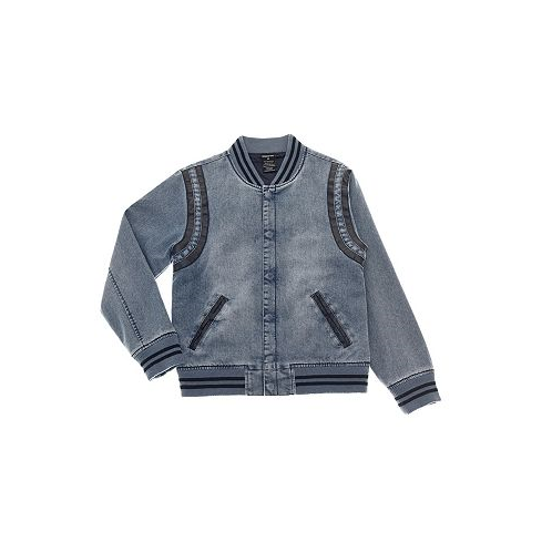 Ring of Fire Big Boys CHILL Denim Varsity Jacket with Ribbed Details