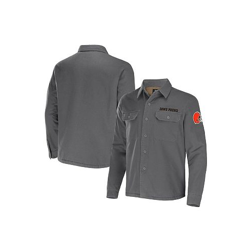 Fanatics Mens NFL x Darius Rucker Collection by Gray Cleveland Browns Canvas Button-Up Shirt Jacket