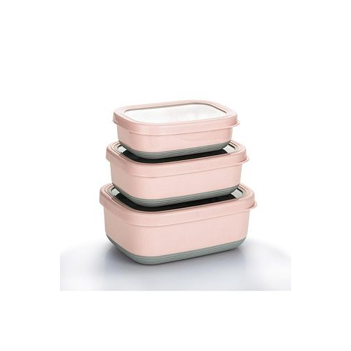 Lille Home Stainless Steel Food Containers Set of 3 470ML 900ML1.4L Pink