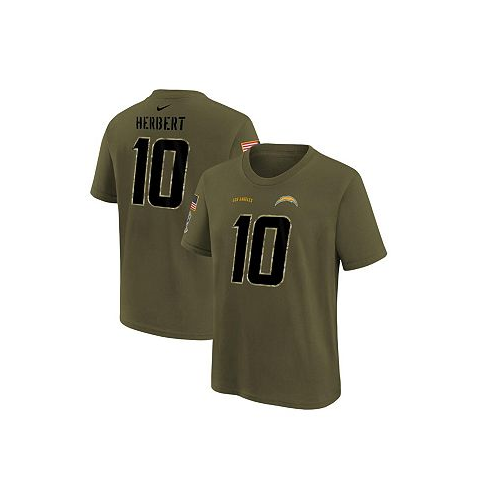 Nike Big Boys Justin Herbert Olive Los Angeles Chargers 2022 Salute To Service Name and Number T-shirt