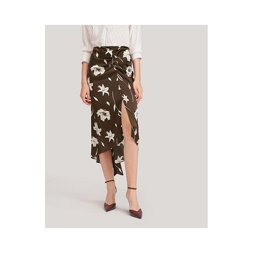 LILYSILK Womens Vintage Midi Silk Floral Printed Skirt for Women
