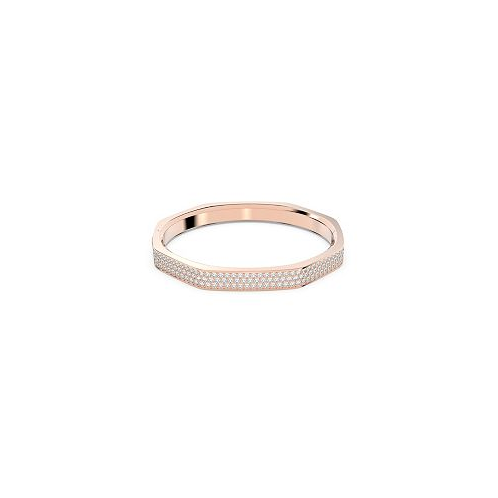 Swarovski Crystal Dextera Bangle Octagon Shape Pave Medium White Rose Gold-Tone Plated