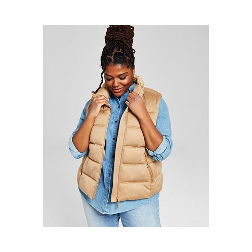 Tommy Hilfiger Womens Plus Size Stand-Collar Puffer Vest