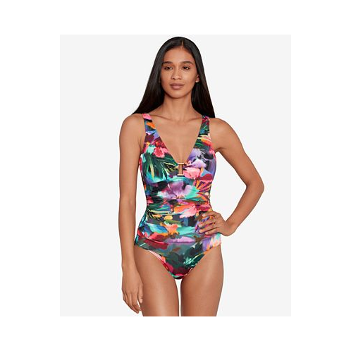 POLO Ralph Lauren Womens Printed Ring-Trim One-Piece Swimsuit