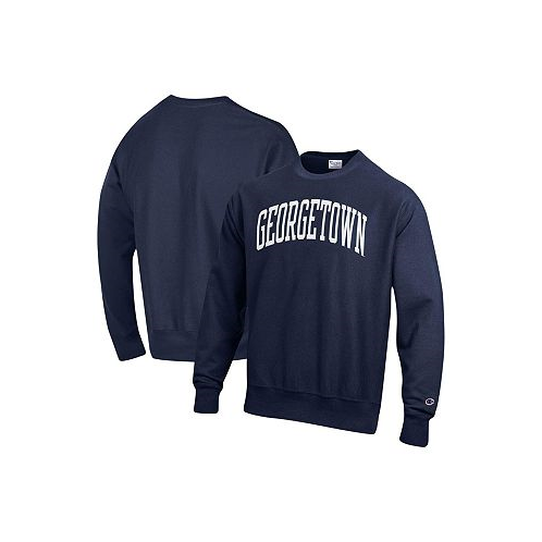 Champion Mens Navy Georgetown Hoyas Arch Reverse Weave Pullover Sweatshirt