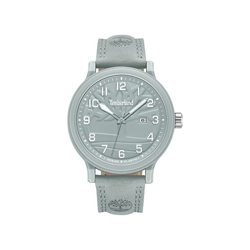 Timberland Mens Quartz Driscoll Plastic Gray Genuine Leather Watch 46mm
