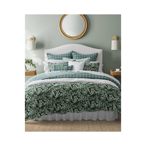 Laura Ashley Bramble Floral Cotton Reversible 7 Piece Comforter Set Full/Queen
