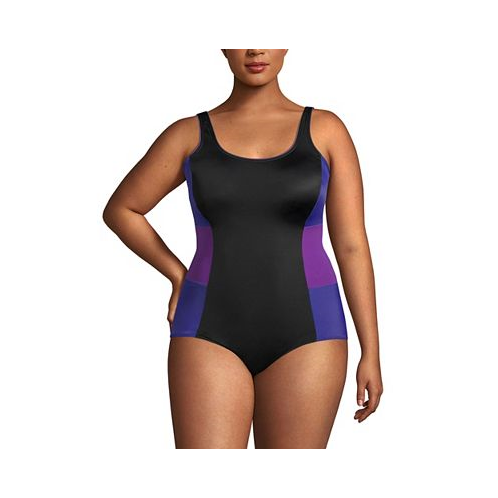 Lands End Plus Size Scoop Neck Soft Cup Tugless Sporty One Piece Swimsuit