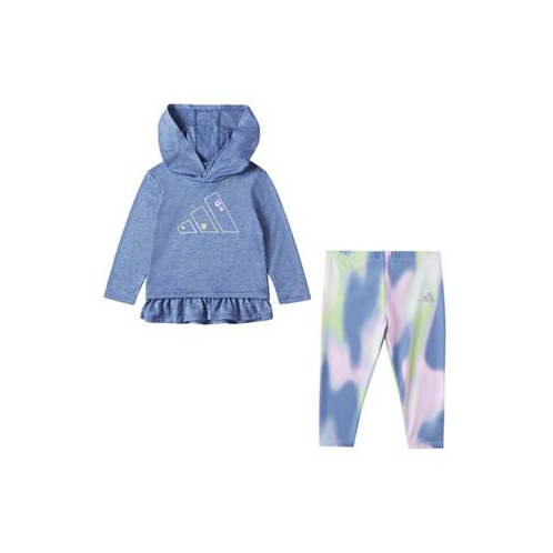 Adidas Baby Girls Hooded T Shirt and Printed Leggings 2 Piece Set