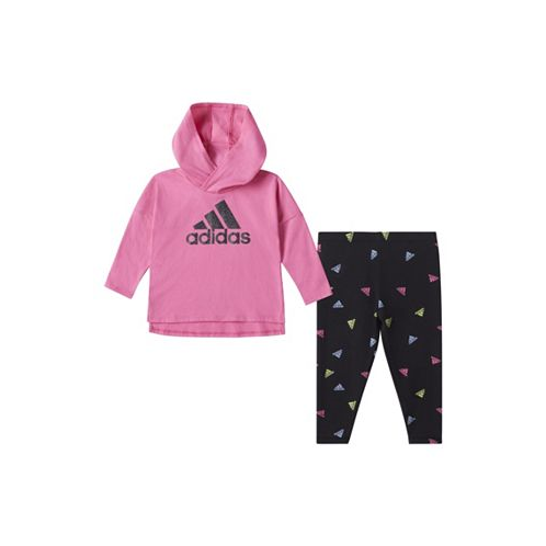 Adidas Baby Girls Hooded T Shirt and Printed Leggings 2 Piece Set