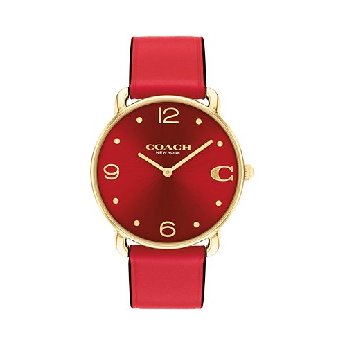 COACH Womens Elliot Red Leather Strap Watch 36mm