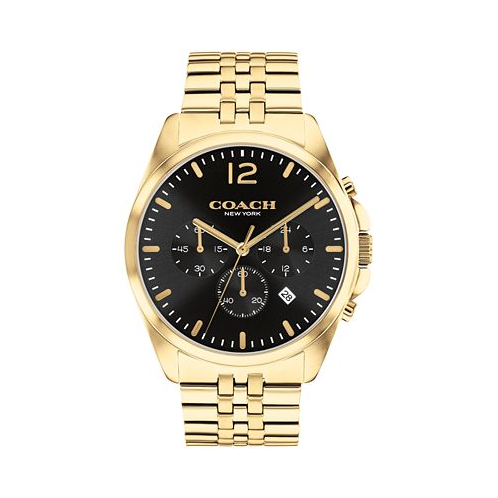 COACH Mens Greyson Gold-Tone Stainless Steel Bracelet Watch 43mm