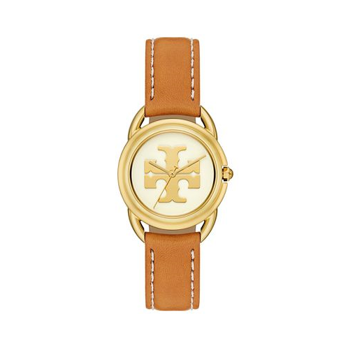 Tory Burch Womens The Miller Brown Leather Strap Watch 32mm