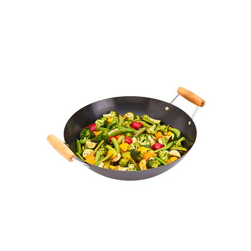 INFUSE Asian Carbon Steel 13.75 Open Wok with 2 Side Handles