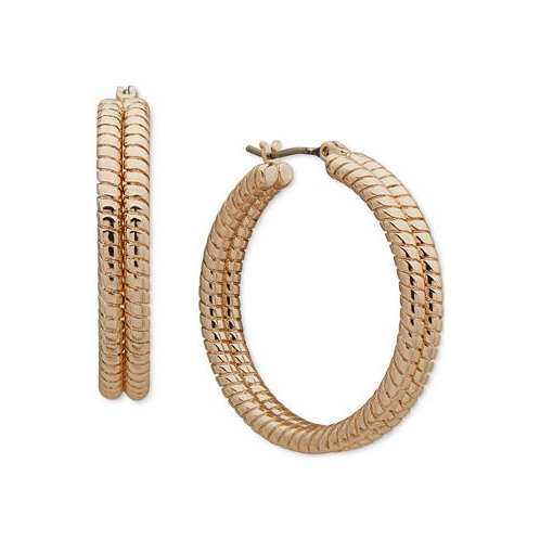 DKNY Gold-Tone Thin Snake Chain Small Hoop Earrings 1