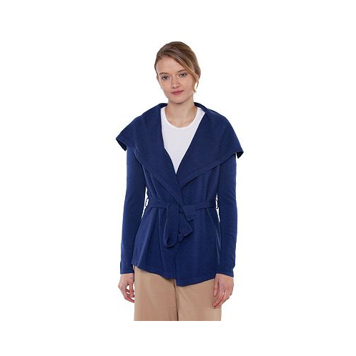 JENNIE LIU Womens 100% Pure Cashmere Long Sleeve Belted Cardigan Sweater