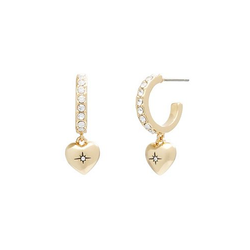 COACH Faux Stone Iconic Heart Huggie Earrings