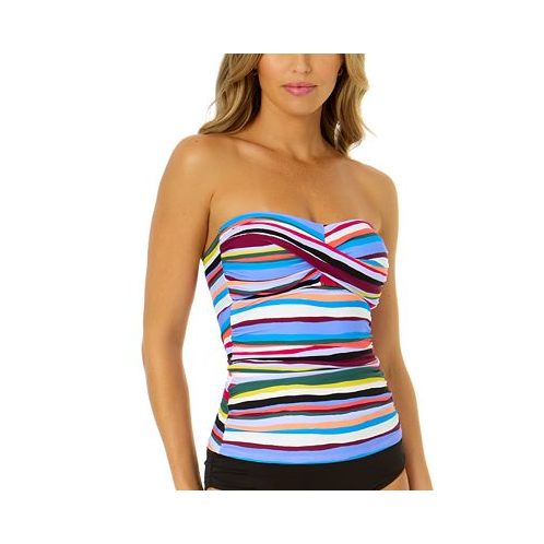 Anne Cole Womens Striped Twist-Front Bandeaukini