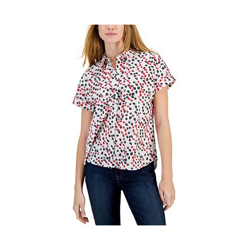 Tommy Hilfiger Womens Cotton Ditsy-Floral Printed Shirt