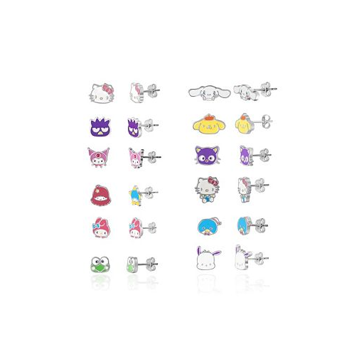 Hello Kitty Sanrio and Friends Stud Earring Set - 12 Pairs Officially Licensed