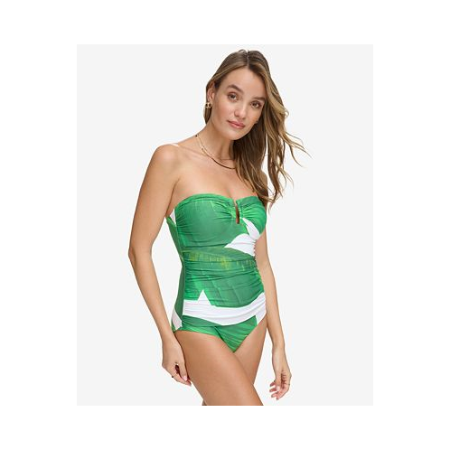 DKNY Womens Shirred One-Piece Swimsuit