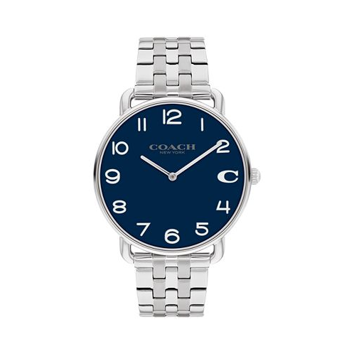 COACH Mens Elliot Silver-Tone Stainless Steel Bracelet Watch 40mm