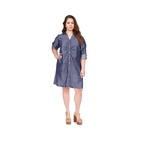 Michael Kors Plus Size Ruched-Front Shirtdress